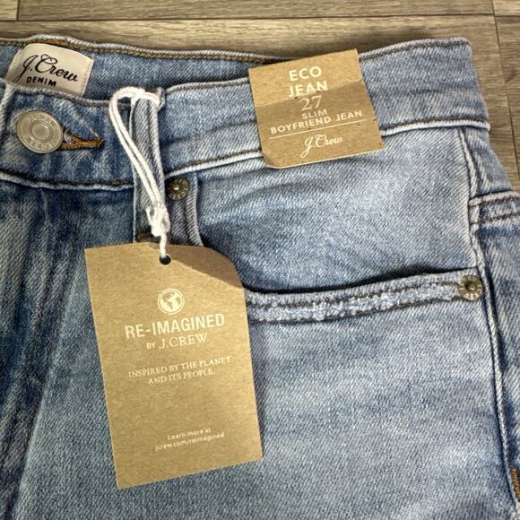 J. Crew Slim Boyfriend Jean Distressed Frayed Hem Light Wash Jeans sz 27 - Picture 9 of 9